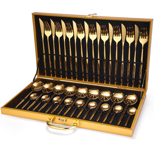 36-piece Luxury Tableware Wooden Box Gift Box Set